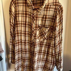 Terra & Sky Brown Plaid Shirt